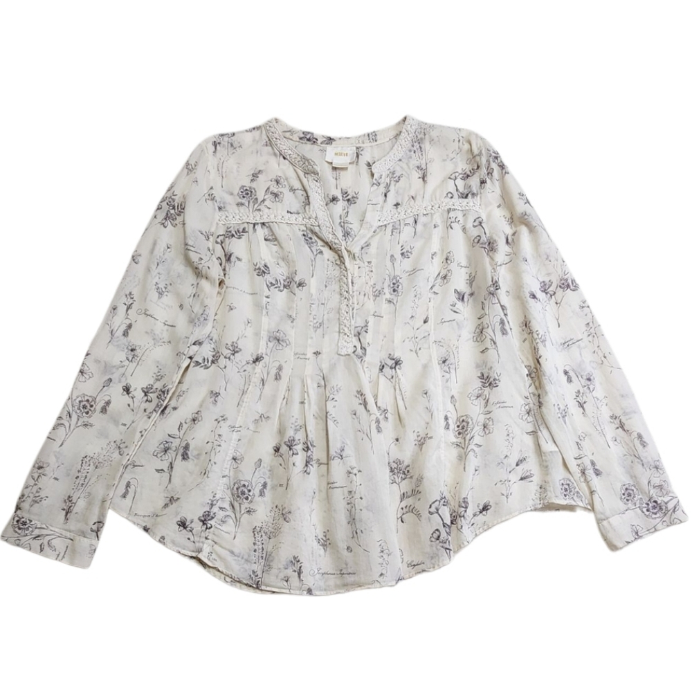 ANTHROPOLOGIE MAEVE Abella Pintuck Blouse 100% Cotton Size 10